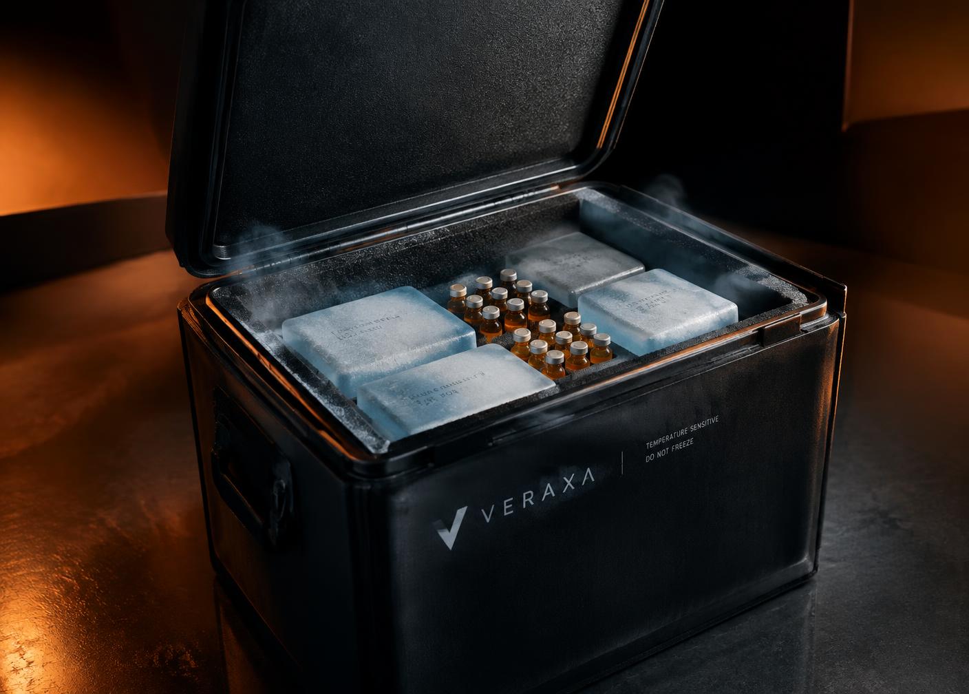 Insulated medical cooler with vials and gel packs